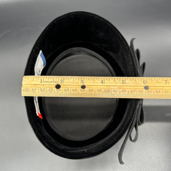 Vintage Pillbox Hat 1960s Mr John Black Velvet Jackie Kennedy Style Bow Accent - Picture 9 of 11